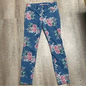 Girls’ Floral Print Denim Jeggings